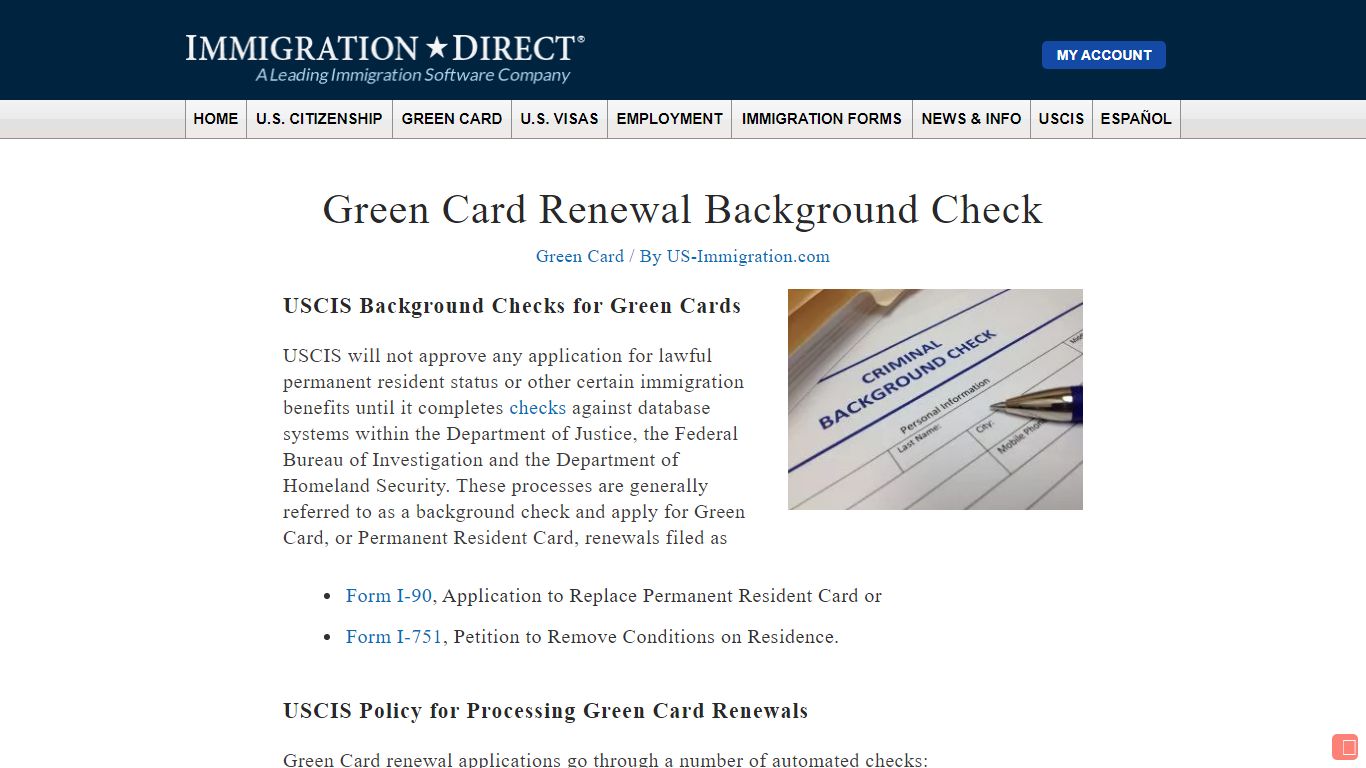 Green Card Renewal Background Check - US Immigration Blog